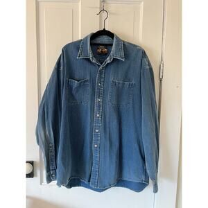 High sierra women’s XL 100% cotton thick denim button up blue lined vintage 90s